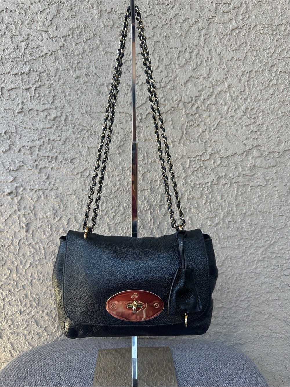 MULBERRY Lily Black Glossy Goat Black Leather 2 way bag - Picture 3 of 13